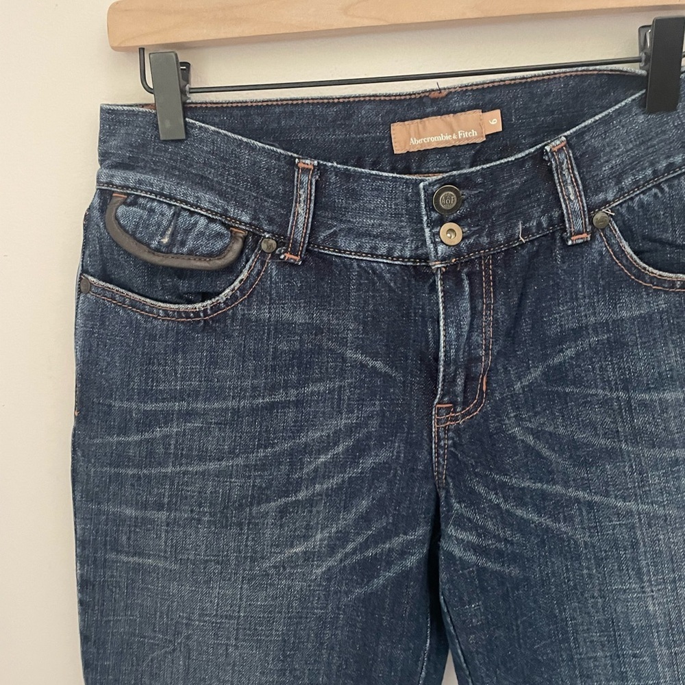 Abercrombie & Fitch Dark Blue Y2K Cropped Jeans Size 6 - Picture 3 of 8